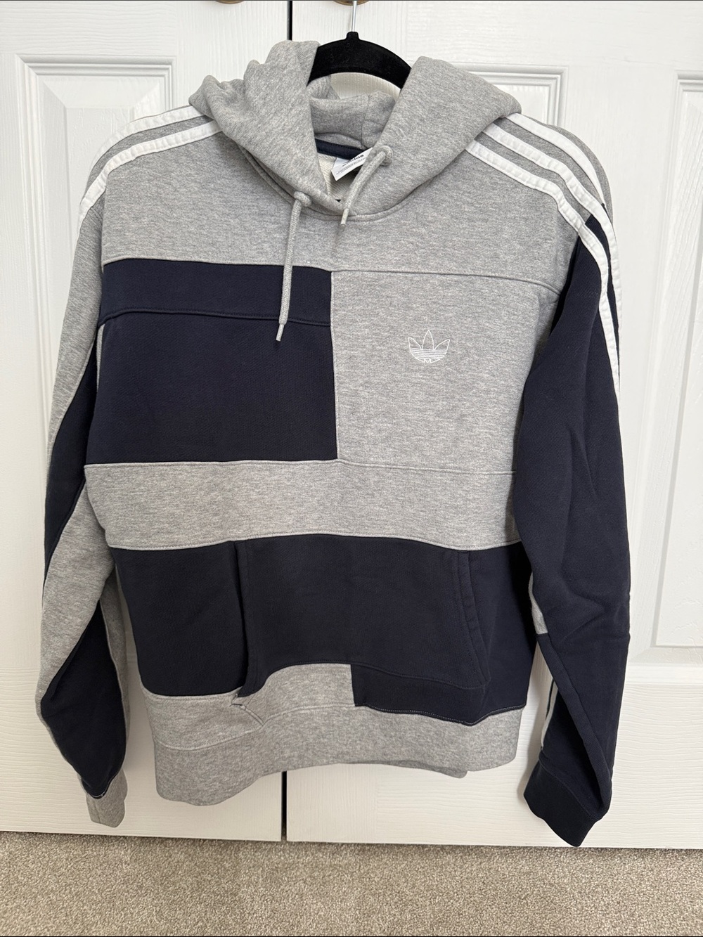 adidas Grey & Navy Colorblock Pullover Hoodie